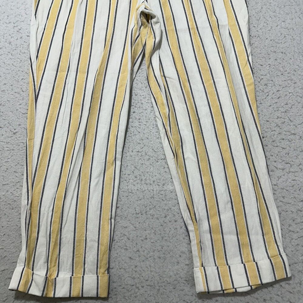 Top Shop Women's 8 Summer Striped Yellow White High Waisted Trouser Pants Linen - Picture 3 of 12